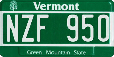 VT license plate NZF950