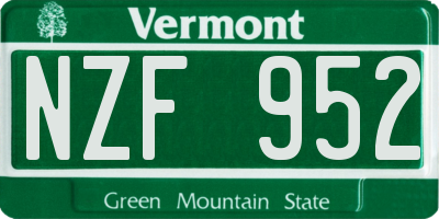 VT license plate NZF952