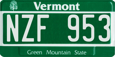 VT license plate NZF953