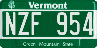 VT license plate NZF954