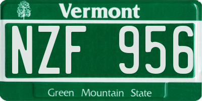 VT license plate NZF956