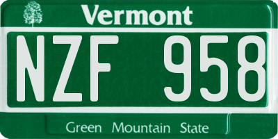 VT license plate NZF958