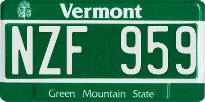 VT license plate NZF959