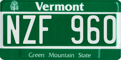 VT license plate NZF960