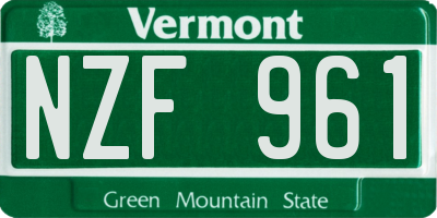 VT license plate NZF961