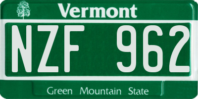 VT license plate NZF962