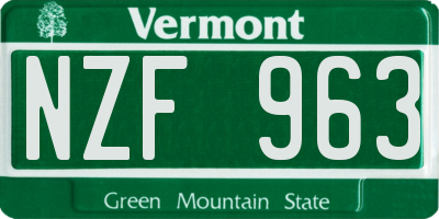 VT license plate NZF963