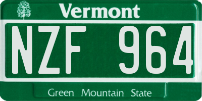 VT license plate NZF964