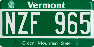 VT license plate NZF965