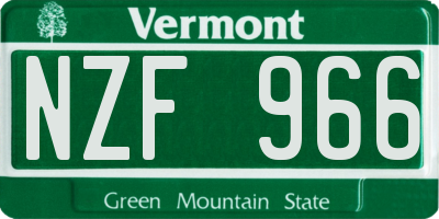 VT license plate NZF966