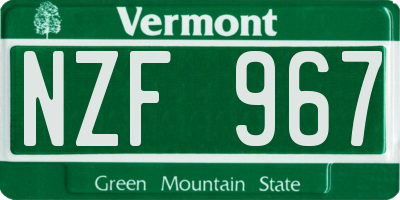 VT license plate NZF967