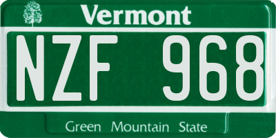VT license plate NZF968