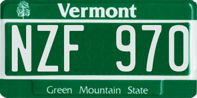 VT license plate NZF970