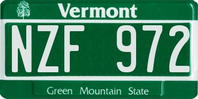 VT license plate NZF972