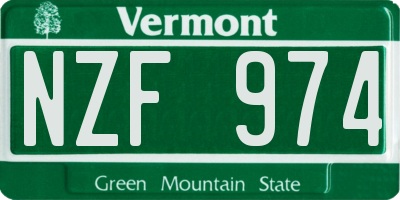 VT license plate NZF974