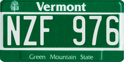 VT license plate NZF976