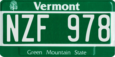 VT license plate NZF978