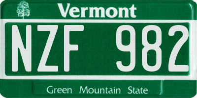 VT license plate NZF982