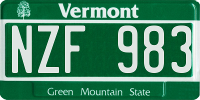 VT license plate NZF983