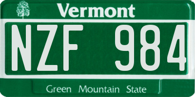 VT license plate NZF984