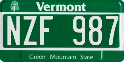 VT license plate NZF987