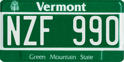 VT license plate NZF990