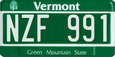VT license plate NZF991