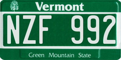 VT license plate NZF992