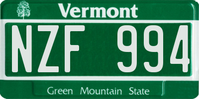 VT license plate NZF994
