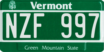VT license plate NZF997