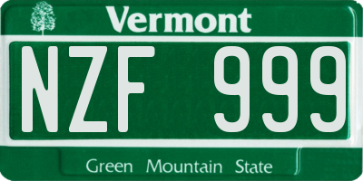 VT license plate NZF999