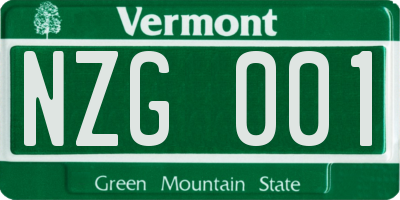 VT license plate NZG001