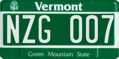 VT license plate NZG007