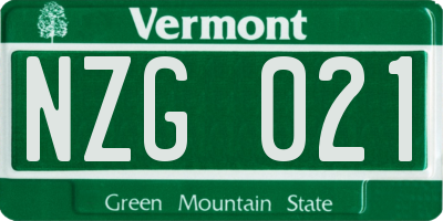 VT license plate NZG021