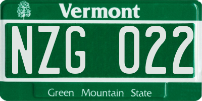 VT license plate NZG022