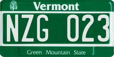 VT license plate NZG023
