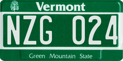 VT license plate NZG024