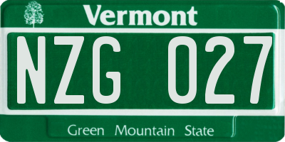 VT license plate NZG027