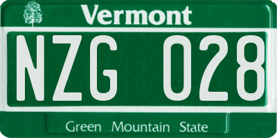 VT license plate NZG028
