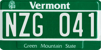 VT license plate NZG041