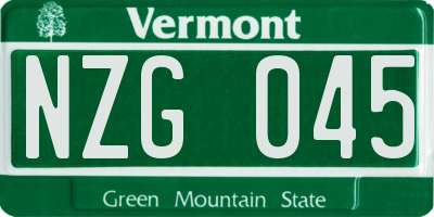 VT license plate NZG045