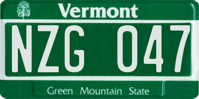 VT license plate NZG047