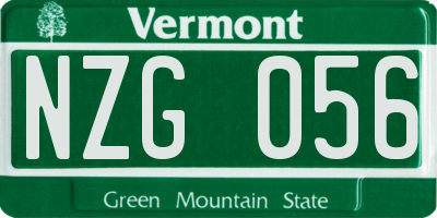 VT license plate NZG056