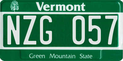 VT license plate NZG057
