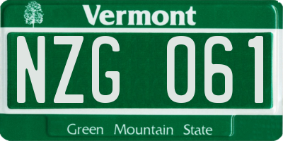 VT license plate NZG061