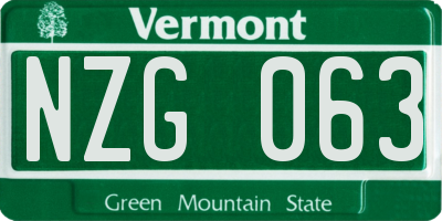 VT license plate NZG063