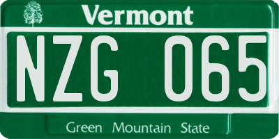 VT license plate NZG065