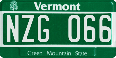 VT license plate NZG066