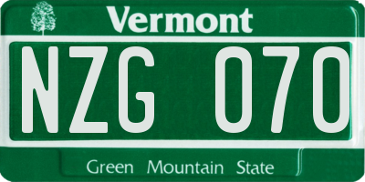 VT license plate NZG070