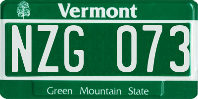 VT license plate NZG073
